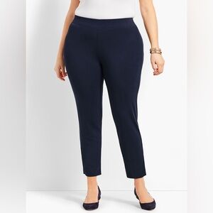 NWT TALBOTS NAVY PLUS SIZE KNIT JERSEY PULL-ON ANKLE PANT 1X